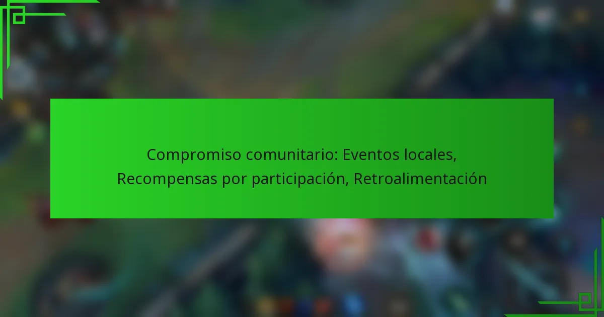 Compromiso comunitario: Eventos locales, Recompensas por participación, Retroalimentación